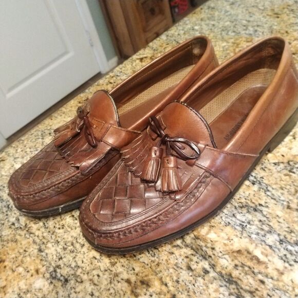 Johnston Murphy Halsey 20-2394 Men's Brown Woven Tassel Loafers Size 9.5 M - Picture 1 of 13